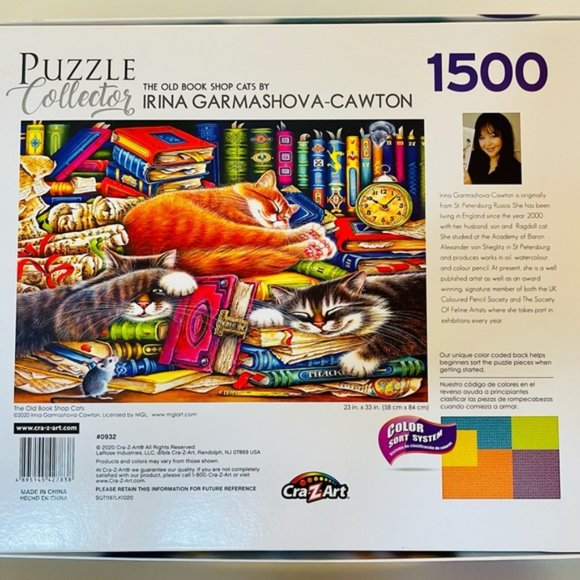 Cra-Z-Art 1,500 Piece Puzzle | The Old Book Shop Cats - Picture 3 of 4